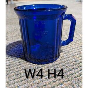 VINTAGE Cobalt Blue Glass 1-Cup Measuring Cup Ribbed Depression Style